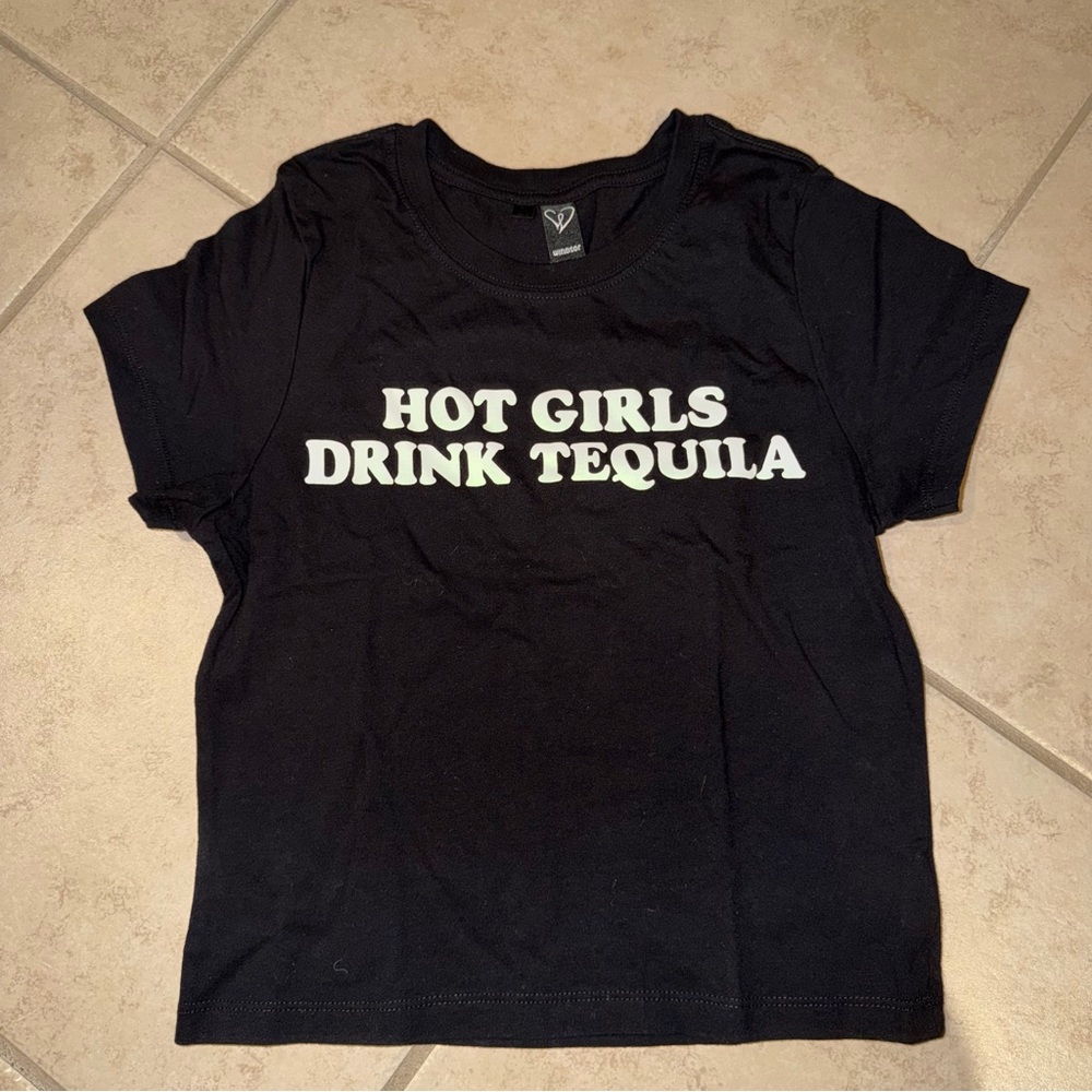 Windsor Black Crop Top with White Text